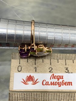 *Кольцо р.17,5 Аметист Хризолит Микс цв Красное арт. К122-5064М3-120 вес 3,32 г - фото 171341