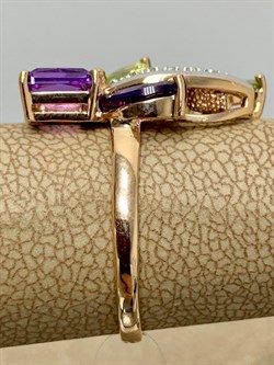 *Кольцо р.17,5 Аметист Хризолит Микс цв Красное арт. К122-5064М3-120 вес 3,32 г - фото 171346