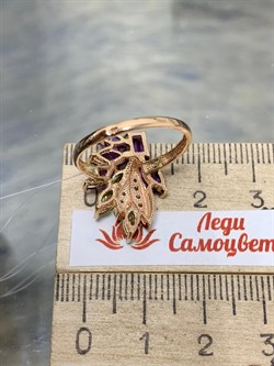 *Кольцо р.17,5 Аметист Хризолит Микс цв Красное арт. К122-5064М3-120 вес 3,32 г - фото 171350