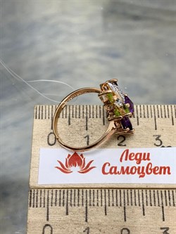 *Кольцо р.17,5 Аметист Хризолит Микс цв Красное арт. К122-5064М3-120 вес 3,32 г - фото 171352