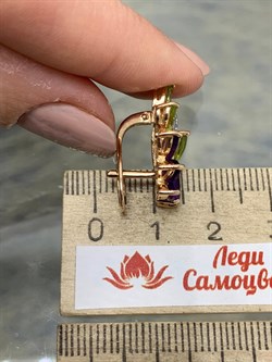 *Серьги Аметист Хризолит Микс цв Красное арт. С122-5064М3-519 вес 6,05 г - фото 171358