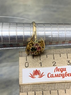 *Кольцо р.17,5 Турмалин Микс цв Лимонное арт. К320-6044М17-180 вес 3,53 г - фото 171362