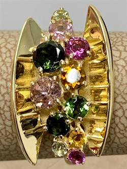 *Кольцо р.17,5 Турмалин Микс цв Лимонное арт. К320-6044М17-180 вес 3,53 г - фото 171364