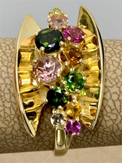 *Кольцо р.17,5 Турмалин Микс цв Лимонное арт. К320-6044М17-180 вес 3,53 г - фото 171366