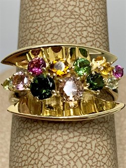 *Кольцо р.17,5 Турмалин Микс цв Лимонное арт. К320-6044М17-180 вес 3,53 г - фото 171368