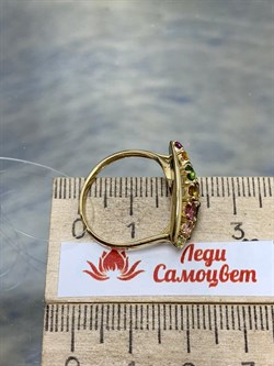 *Кольцо р.17,5 Турмалин Микс цв Лимонное арт. К320-6044М17-180 вес 3,53 г - фото 171373
