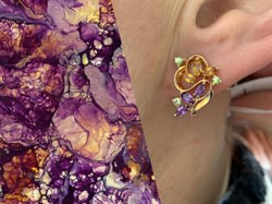 *Серьги Цитрин Аметист Микс цв Красное арт. С120-3438М3-195 вес 3,54 г - фото 171412