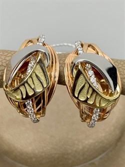 *Серьги Белый Фианит цв Лимонное, Красное, Белое арт. 02-4049-00-401-1140-48-767 вес 5,79 г - фото 171659