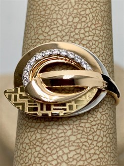 *Кольцо р.19 Белый Фианит цв Красное и Лимонное арт. 01-5122-00-401-1113-48-449 вес 3,81 г - фото 171676