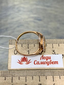 *Кольцо р.19 Белый Фианит цв Красное и Лимонное арт. 01-5122-00-401-1113-48-449 вес 3,81 г - фото 171681