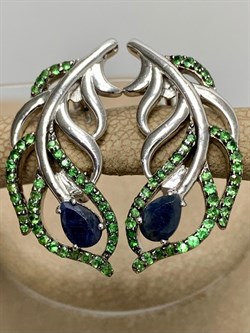 *Серьги Сапфир Цаворит арт. SM-E00746-X-WB-SAP-X-Gg-169 вес 7,32 г - фото 172015 *Серьги Сапфир Цаворит арт. SM-E00746-X-WB-SAP-X-Gg-169 вес 7,32 г - фото 172015