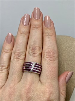 *Кольцо р.17 Родолит арт. SM-R02918-X-W-lil-X-W-123 вес 5,72 г - фото 172138