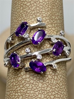 *Кольцо р.18,5 Аметист арт. SM-R02901-X-W-Pur-X-W-709 вес 4,33 г - фото 172321