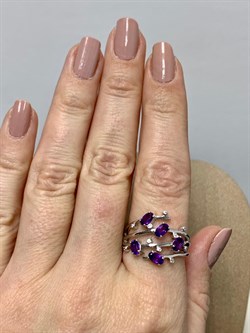 *Кольцо р.18,5 Аметист арт. SM-R02901-X-W-Pur-X-W-709 вес 4,33 г - фото 172322