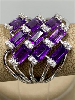 *Кольцо р.16,5 Аметист арт. SM-R02914-X-W-Pur-X-W-198 вес 5,82 г - фото 172524 *Кольцо р.16,5 Аметист арт. SM-R02914-X-W-Pur-X-W-198 вес 5,82 г - фото 172524