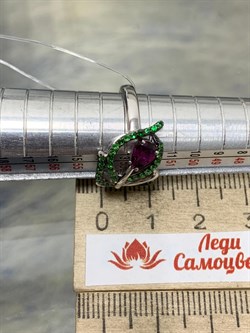 *Кольцо р.17 Родолит Цаворит арт. SM-R02912-X-WB-lil-X-Gg-483 вес 3,96 г - фото 172567