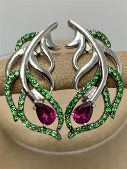 *Серьги Родолит Цаворит арт. SM-E00746-X-WB-lil-X-Gg-193 вес 6,76 г - фото 172580 *Серьги Родолит Цаворит арт. SM-E00746-X-WB-lil-X-Gg-193 вес 6,76 г - фото 172580