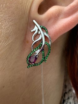 *Серьги Родолит Цаворит арт. SM-E00746-X-WB-lil-X-Gg-193 вес 6,76 г - фото 172581 *Серьги Родолит Цаворит арт. SM-E00746-X-WB-lil-X-Gg-193 вес 6,76 г - фото 172581