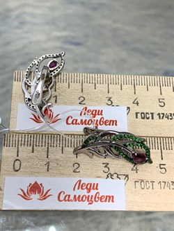 *Серьги Родолит Цаворит арт. SM-E00746-X-WB-lil-X-Gg-193 вес 6,76 г - фото 172583 *Серьги Родолит Цаворит арт. SM-E00746-X-WB-lil-X-Gg-193 вес 6,76 г - фото 172583