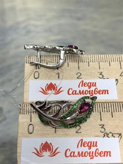 *Серьги Родолит Цаворит арт. SM-E00746-X-WB-lil-X-Gg-193 вес 6,76 г - фото 172584 *Серьги Родолит Цаворит арт. SM-E00746-X-WB-lil-X-Gg-193 вес 6,76 г - фото 172584