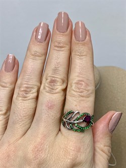 *Кольцо р.18 Родолит Цаворит арт. SM-R02912-X-WB-lil-X-Gg-497 вес 4,13 г - фото 172589 *Кольцо р.18 Родолит Цаворит арт. SM-R02912-X-WB-lil-X-Gg-497 вес 4,13 г - фото 172589