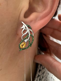 *Серьги Цитрин Цаворит арт. SM-E00746-X-WB-YS-X-Gg-241 вес 6,65 г - фото 172752 *Серьги Цитрин Цаворит арт. SM-E00746-X-WB-YS-X-Gg-241 вес 6,65 г - фото 172752