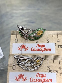 *Серьги Цитрин Цаворит арт. SM-E00746-X-WB-YS-X-Gg-241 вес 6,65 г - фото 172755 *Серьги Цитрин Цаворит арт. SM-E00746-X-WB-YS-X-Gg-241 вес 6,65 г - фото 172755