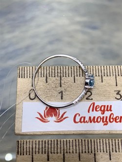 *Кольцо р.18 Голубой Топаз цв Белое арт. К220-1481Т-496 вес 0,94 г - фото 173152