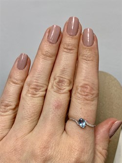 *Кольцо р.18 Голубой Топаз цв Белое арт. К220-1481Т-496 вес 0,94 г - фото 173155