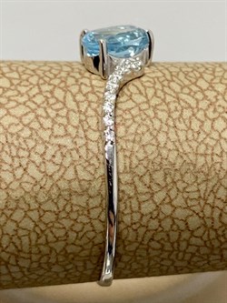 *Кольцо р.18 Голубой Топаз цв Белое арт. К220-1481Т-496 вес 0,94 г - фото 173157