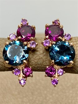 *Серьги Топаз Лондон Родолит Микс цв Красное арт. С120-1373М2-901 вес 3,23 г - фото 173202