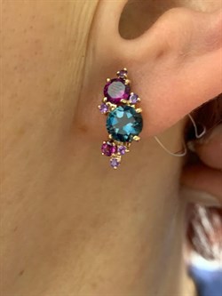 *Серьги Топаз Лондон Родолит Микс цв Красное арт. С120-1373М2-901 вес 3,23 г - фото 173204