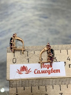 *Серьги Топаз Лондон Родолит Микс цв Красное арт. С120-1373М2-901 вес 3,23 г - фото 173205