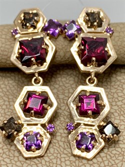 *Серьги Родолит Микс цв Красное арт. С120-1353М1-980 вес 4,65 г - фото 173219 *Серьги Родолит Микс цв Красное арт. С120-1353М1-980 вес 4,65 г - фото 173219