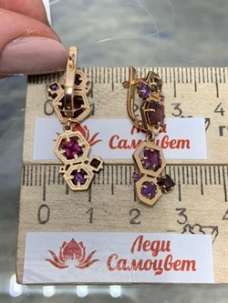 *Серьги Родолит Микс цв Красное арт. С120-1353М1-980 вес 4,65 г - фото 173227 *Серьги Родолит Микс цв Красное арт. С120-1353М1-980 вес 4,65 г - фото 173227