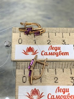 *Серьги Аметист цв Красное арт. С120-5974Ам-579 вес 2,53 г - фото 173270
