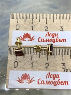 *Пусеты Родолит цв Лимонное арт. С324-2414Рд-287 вес 1,69 г - фото 173281