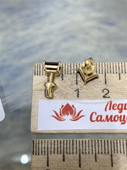 *Пусеты Родолит цв Лимонное арт. С324-2414Рд-287 вес 1,69 г - фото 173282