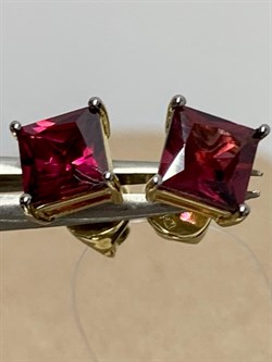 *Пусеты Родолит цв Лимонное арт. С324-2414Рд-287 вес 1,69 г - фото 173284