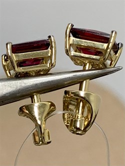 *Пусеты Родолит цв Лимонное арт. С324-2414Рд-287 вес 1,69 г - фото 173285