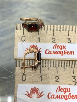 *Серьги Гранат Пироп цв Красное арт. С124-5626ГрФ-339 вес 2,86 г - фото 173311