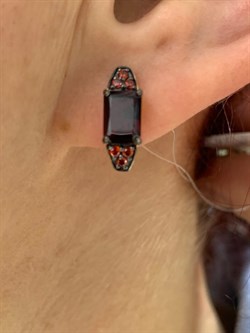 *Серьги Гранат Пироп цв Красное арт. С124-5626ГрФ-339 вес 2,86 г - фото 173312