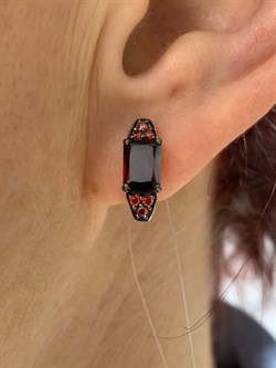 *Серьги Гранат Пироп цв Красное арт. С124-5626ГрФ-339 вес 2,86 г - фото 173313