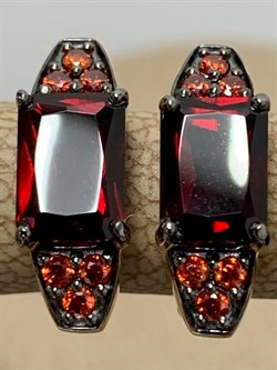 *Серьги Гранат Пироп цв Красное арт. С124-5626ГрФ-339 вес 2,86 г - фото 173315