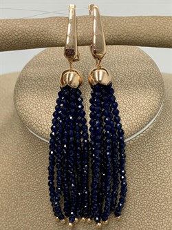 *Серьги Трансформеры Синяя Шпинель цв Красное арт. С110-5493ШС-098 вес 7,85 г - фото 173391