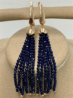 *Серьги Трансформеры Синяя Шпинель цв Красное арт. С110-5493ШС-098 вес 7,85 г - фото 173393