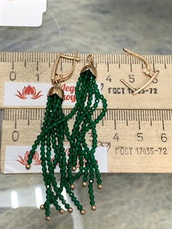 *Серьги Трансформеры Зеленая Шпинель цв Красное арт. С110-5493ШИ-841 вес 7,25 г - фото 173423