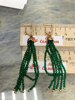 *Серьги Трансформеры Зеленая Шпинель цв Красное арт. С110-5493ШИ-841 вес 7,25 г - фото 173426