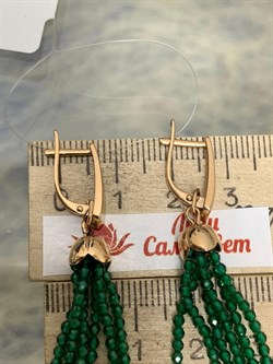 *Серьги Трансформеры Зеленая Шпинель цв Красное арт. С110-5493ШИ-841 вес 7,25 г - фото 173427