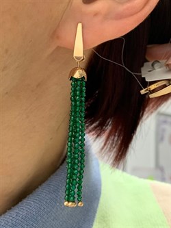 *Серьги Трансформеры Зеленая Шпинель цв Красное арт. С110-5493ШИ-841 вес 7,25 г - фото 173428